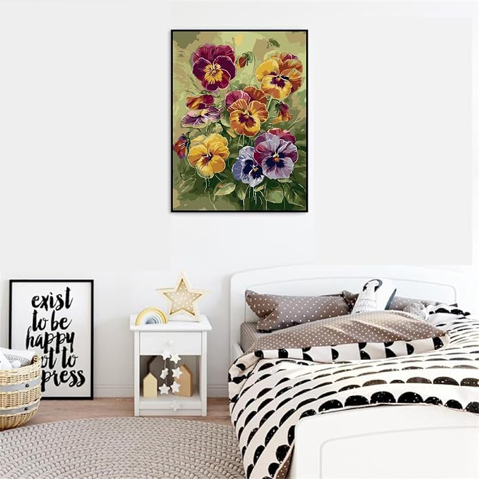 VIGEGU Flowers Paint by Numbers Kit for Adults Beginner 16x20 Inch | Easy Adult Paint by Number Kits on Canvas DIY Painting for Beginners Art by Numbers for Home Wall Decor