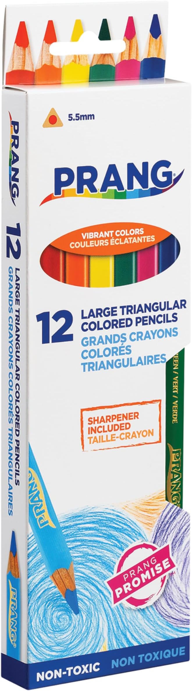 Prang Triangular Colored Pencils With Sharpener, Assorted Colors