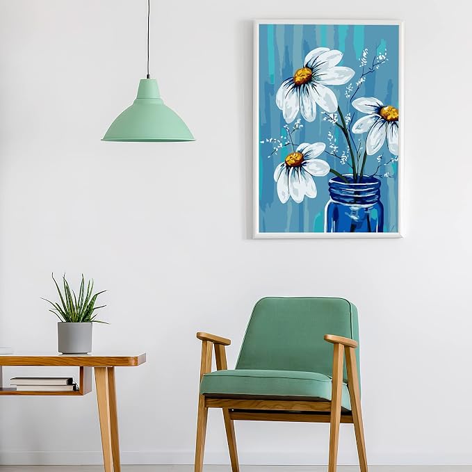 Ginkko Framed Paint by Numbers Kit for Adults 8X 12 inch, Vase Flowers | Beginners & Kids Ages 8-12, Flower DIY Acrylic Canvas Painting with Paints & Brushes, Original Art Decor Gift for Home Wall