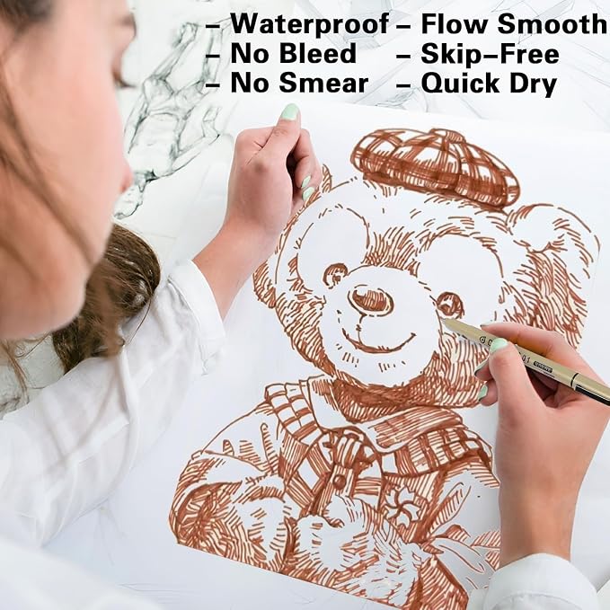 Muchcute Micro Fineliner Drawing Art Pens: 6 Sepia Artist Supplies Adults | Waterproof Archival Ink Brown Set Fine Line Marker Liner,Sketch Outline Anime Gift Manga Sketching Watercolor Zentangle Stuff