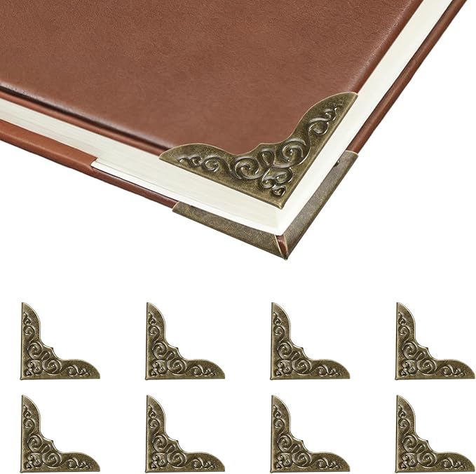 100pcs Metal Book Corner Protectors,Bronze Decorative Scrapbooking Photo Mounting Corners, Paperbacks Book Edge Protectors Picture Frame Crafting DIY Crafts, Journal Album Edge Guards