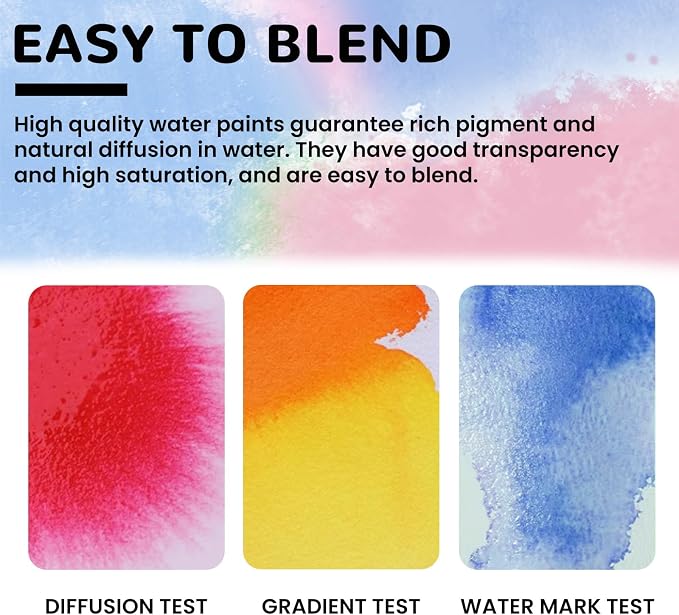 VEESA 12-Colors Watercolor Paint Set for Kids, 12 Pack，Washable | Non-Toxic, Wood Brushes Included, for Classroom, Party Favors, Birthday Gifts