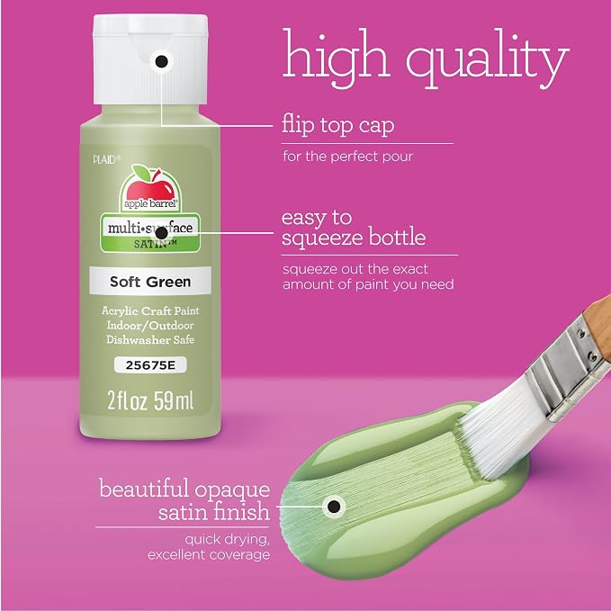 Apple Barrel, Nature Inspired Colors, Multi-Surface Acrylic Craft Paint Set, Includes 12 Colors, Satin Finish (Pack of 3)