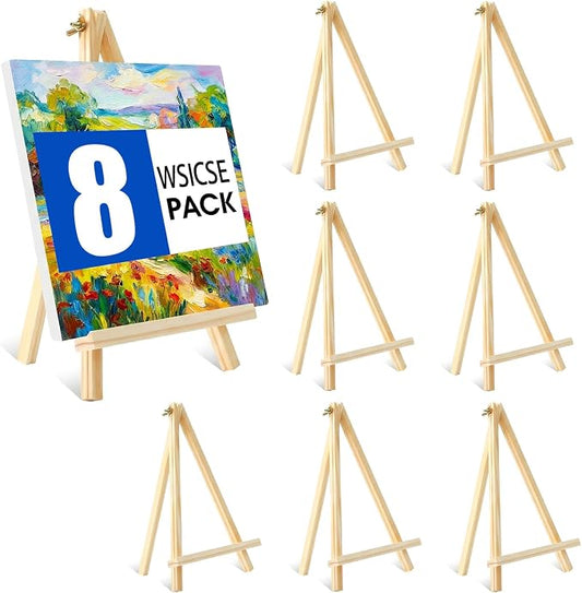 8 Pack Tabletop Wooden Easels, 11.8 in Adjustable Foldable Art Stand | Compact Folding Design, Adjustable Angle, For Kids, Students, Displays, Photos, Crafts And Small Canvas
