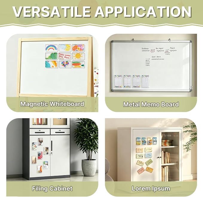 12 Pack Clear Acrylic DIY Fridge Magnets Set, 2"x3.5" Rectangle Magnetic Withe Adhesive Backing fro Crafts Kitchen Office and Classroom Decoration Magnet Making kit