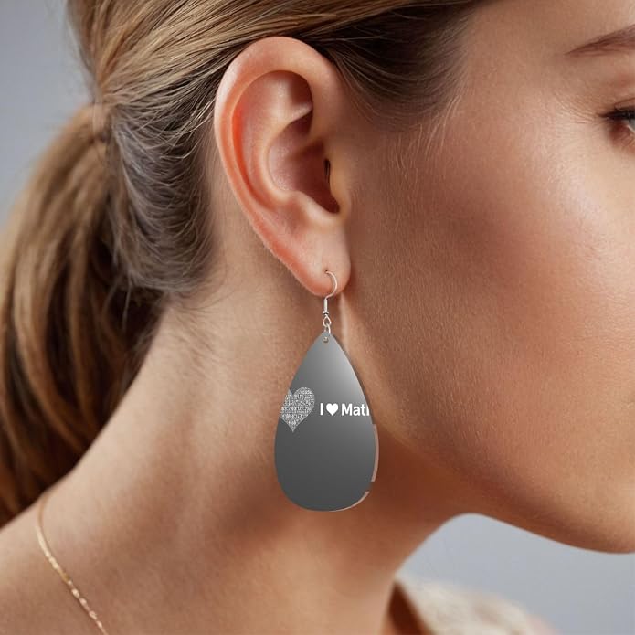 Math Formula Equation Black Drop-Shaped Earrings 2.2 x 1.5 Inches