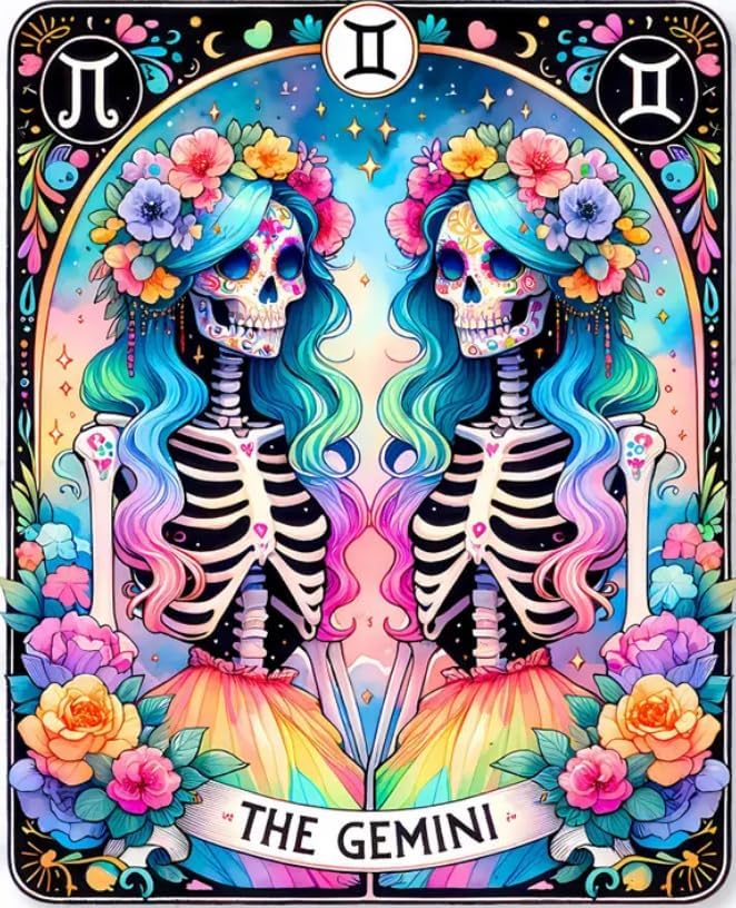 GOUOYANA Paint By Numbers Kit for Adults-Skull THE Gemini Funny Canvas | Adult Paint by Number Kits on Canvas for Painting DIY Skull THE GEMINI Painting Art by Numbers for Home Wall Art Gift12X16in