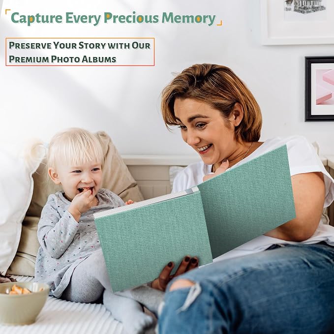 Artfeel Photo Album Self Adhesive Scrapbook,60 Pages Large Photo Book for 4x6,5x7,8x10 Pictures,DIY Album for Baby Wedding Family Travel Birthday,with Metallic Pen and Scraper