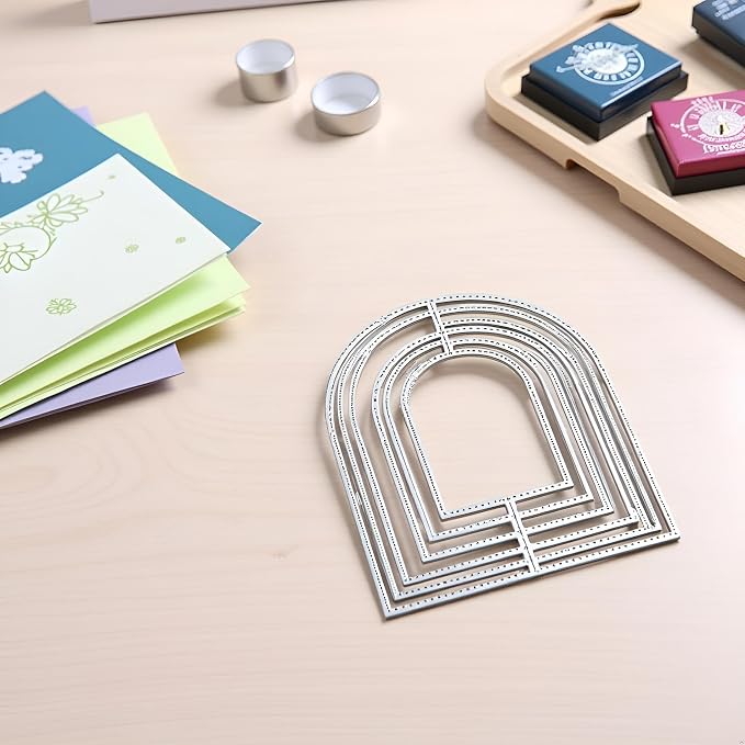 Overlap Arched Border Metal Cutting Dies for Card Making Kit Embossing Paper Die Cuts Scrapbook Machine Stencils Storage Pockets Supplies, Scrapbooking