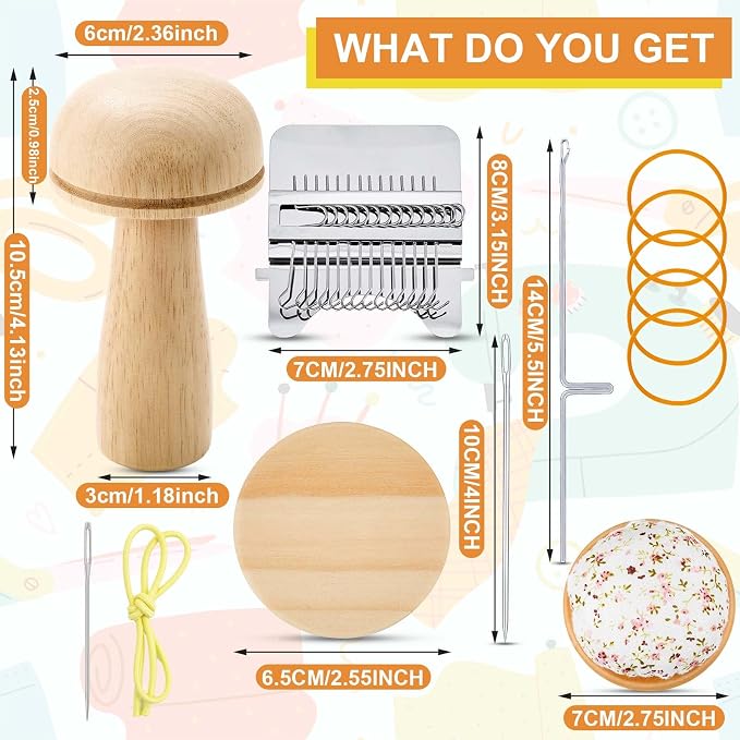 Jexine Speedweve Mini Darning Loom 14 Hooks Darning Mushroom for Socks Kit