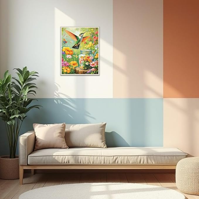 Banket Paint by Numbers Kit for Adults Beginner Hummingbird DIY Painting Kits for Adults Flowers Easy Adult Paint by Number Kits on Canvas Color by Numbers for Gifts Home Wall Decor 16x20 Inch