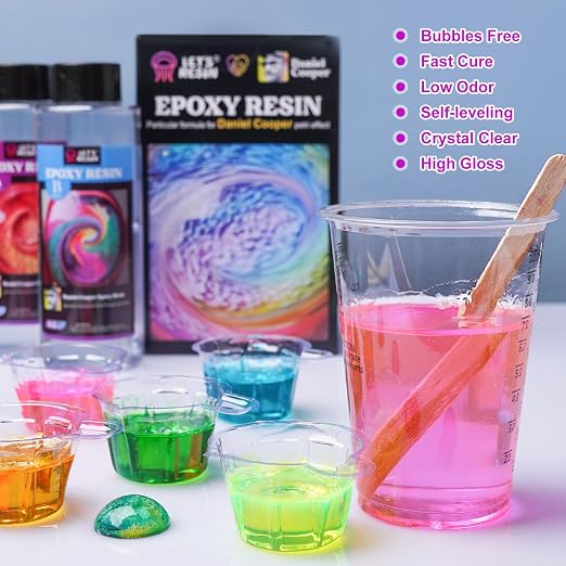 LET'S RESIN Bubble Free Epoxy Resin, 23oz Clear Resin for Petri Effects | Crystal Clear Resin Kit for Craft, Jewelry, Art, Casting, DIY Art Kit with Cup, Stir Stick for Adults, Beginners