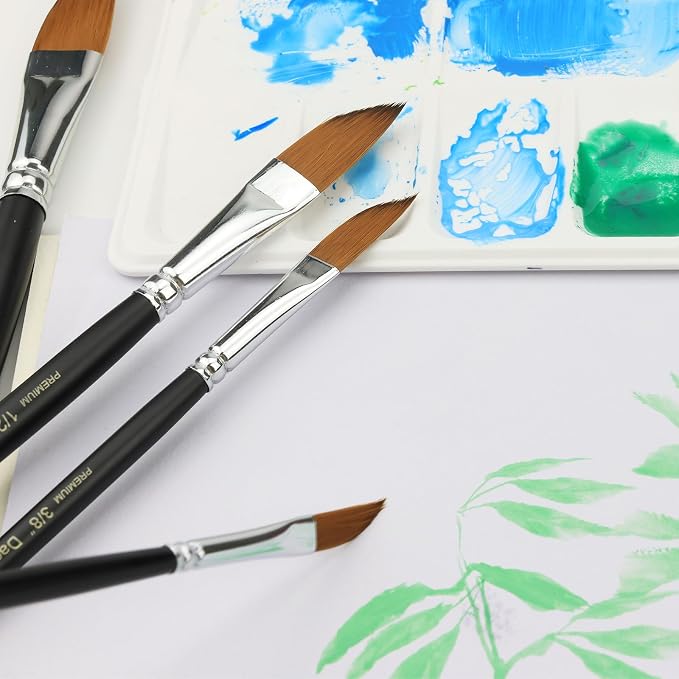 GACDR Watercolor Dagger Brush Set – 4 PCS Pinstriping Brush Set | Premium Dagger Paint Brush for Acrylic Painting Detail, Fine Lines, Acrylic, Ink, Gouache with Korean Nylon Hair