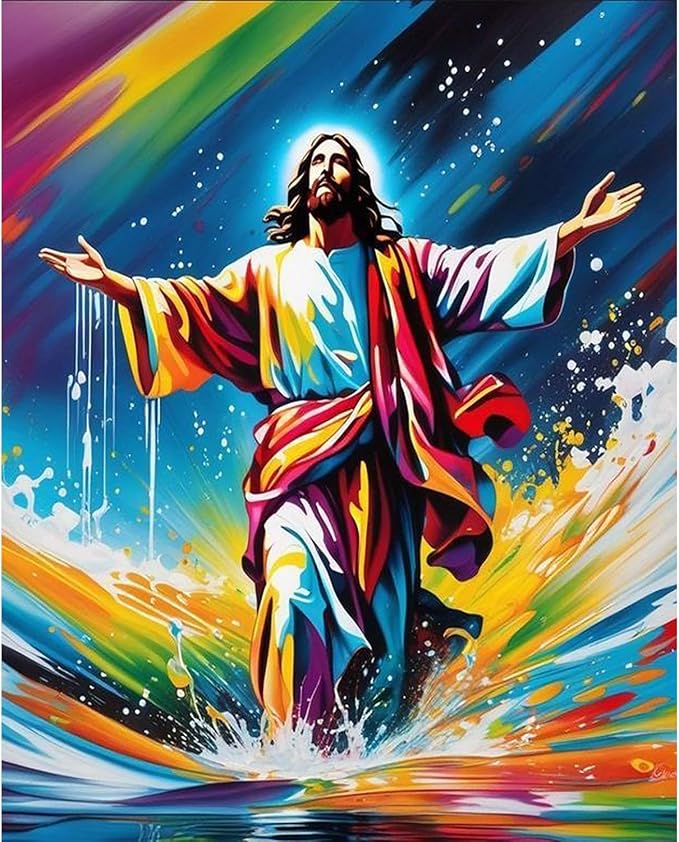 cviokrdu Jesus Paint by Numbers Kit for Adults - Christians Adult Paint by Number Kits on Canvas, Religion DIY Oil Painting for Gift Home Wall Decor (16x20inch)