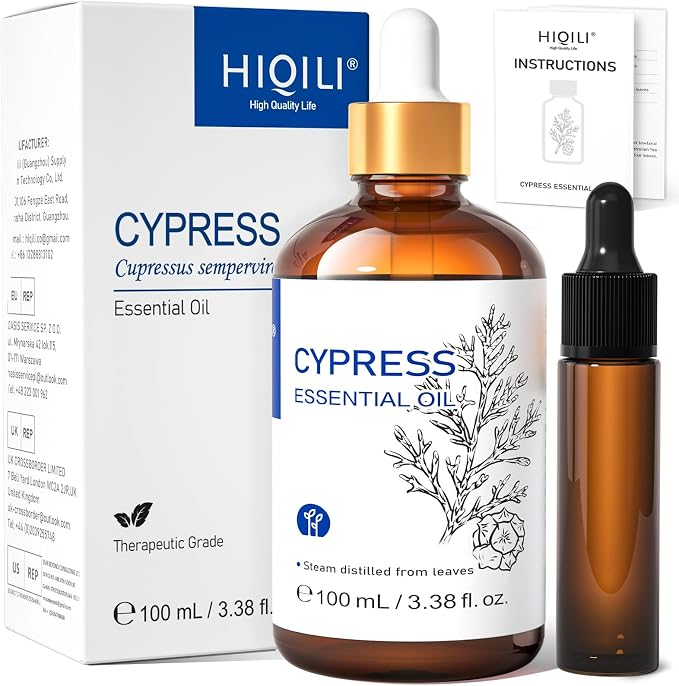 HIQILI Cypress Essential Oil for Diffuser, Humidfier, Skin Care