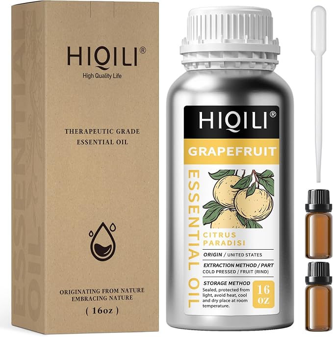 HIQILI Grapefruit Essential Oil for Skin Care, Diffuser & DIY