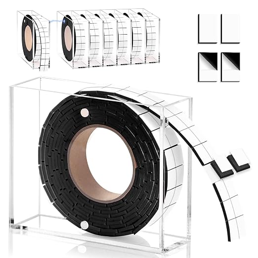 Double Sided Foam Tape for Crafts 0.4 X 0.5 in Pre Cut Double Sided Foam Squares Roll with Acrylic Storage Box Foam Adhesive Squares for Crafts Arts DIY Office Supplies