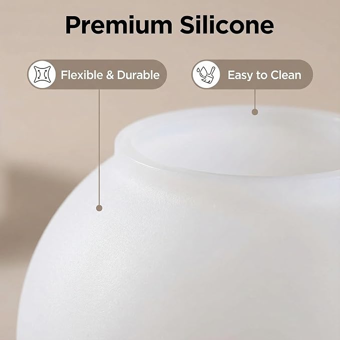 Silicone Resin Sphere Mold Set, White, 4.7" and 3.9" Large Round Ball Molds for Flower Preservation, Epoxy Resin Casting, Candles, Soap Making, DIY Crafts, 2 Pack