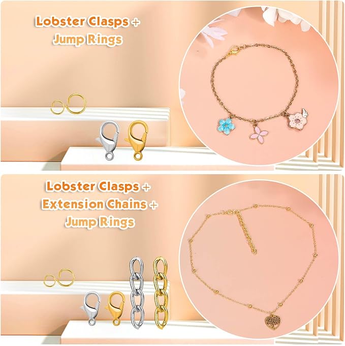 PAXCOO Keychain Making Kit, Keychain Craft Supplies Including Key Chain Hooks, Lobster Clasps, Key Rings and Jump Rings for Key Chain Making and Jewelry Making