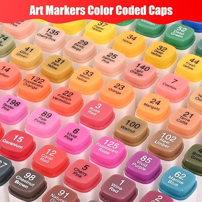 Taotree Alcohol Markers 100 Colors & Case & Holders, Dual Tips Art Markers | Coloring Pens Set, Chisel & Fine Art Supplies for Adult Coloring Books, Artist Sketch Pens Drawing Set, Painting, Sketching