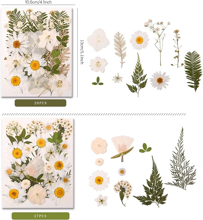 110+PCS Pressed Flowers for Resin, Colorful-i | Real Dried Flower Leaves, Resin Jewelry Making, Scrapbooking Crafts DIY, Soap Candles Making, Nails Décor