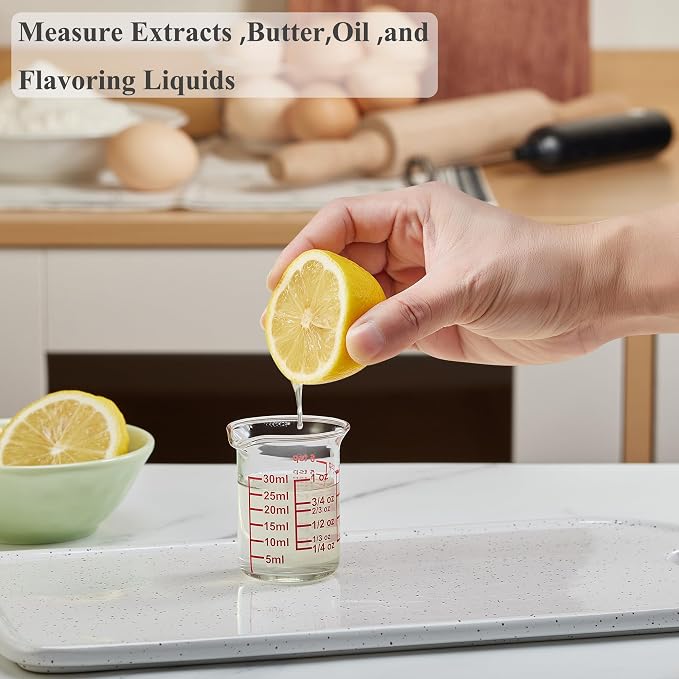 Ackers BORO3.3 Glass Measuring Cups with V-Spouts, 30 ml/1 oz, 2 Pack