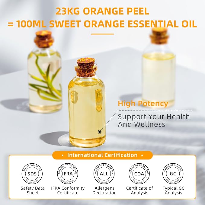 HIQILI Sweet Orange Essential Oil Large Capacity for Skin Care & Diffusers