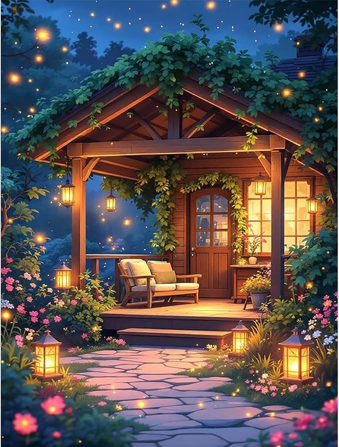 Night Diamond Art Kits for Adults,Warm&Dreamy Diamond painting Wall Decor
