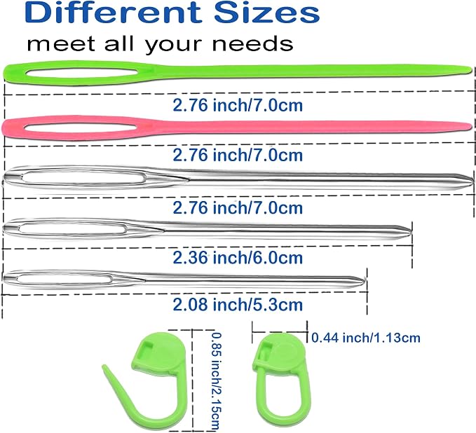 Orrdice 26 Pcs Sewing Knitting Kits, 9 Pcs Large-Eye Blunt Yarn Needles, 4 Pcs Plastic Weaving Needles,12 Pcs Colorful Knitting Crochet Locking Counter Stitch Needle, Suitable for Crochet Project
