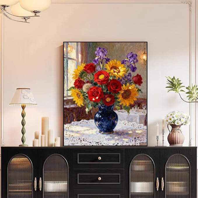 XTCIXAL Paint by Numbers Kit for Adults, Flowers, 16X20 Inch | DIY Paint by Number for Adults Beginner, High-Definition Color Canvas, Stress Relief, Home Wall Decor, Gifts, Unframed