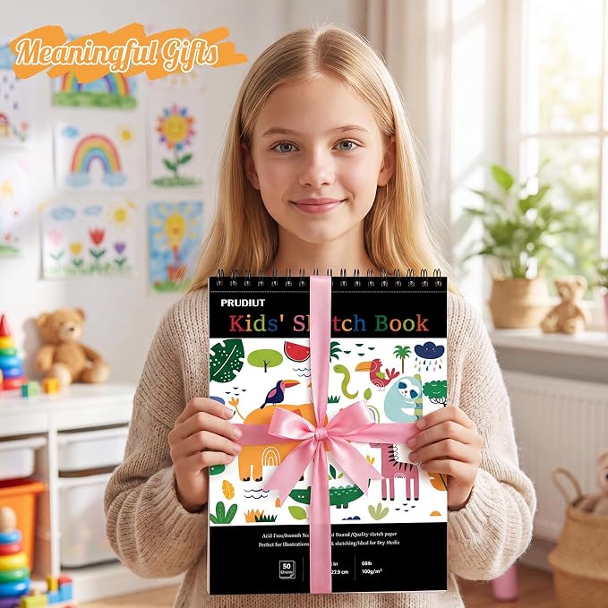 Sketch Book for Kids, 8.5 × 11 Inch Spiral Drawing Pad for Beginners | Acid Free Paper for Pencil, Crayon, Charcoal & Light Markers; Flat-Open Spiral; Great for School, Home & Travel