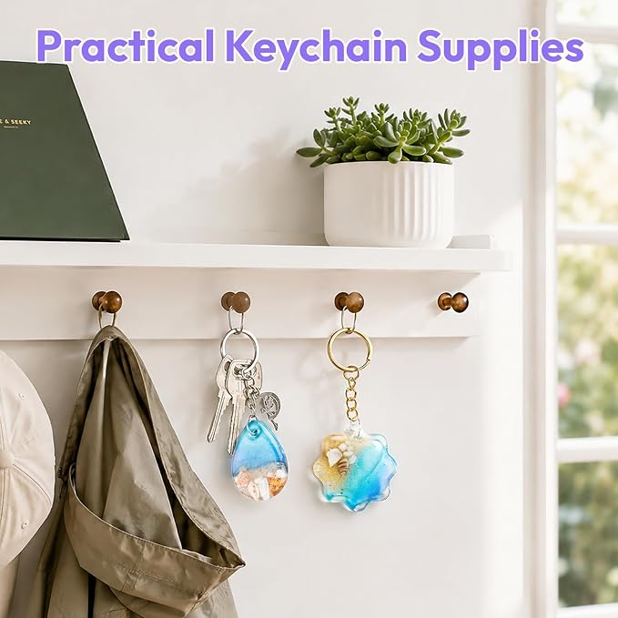 HeyClear UV Resin Molds Silicone for Keychain, Pendant Necklace, Jewelry | 16 Cavities Epoxy Resin Molds with Hole, Jewelry & Keychain Making Craft Supplies