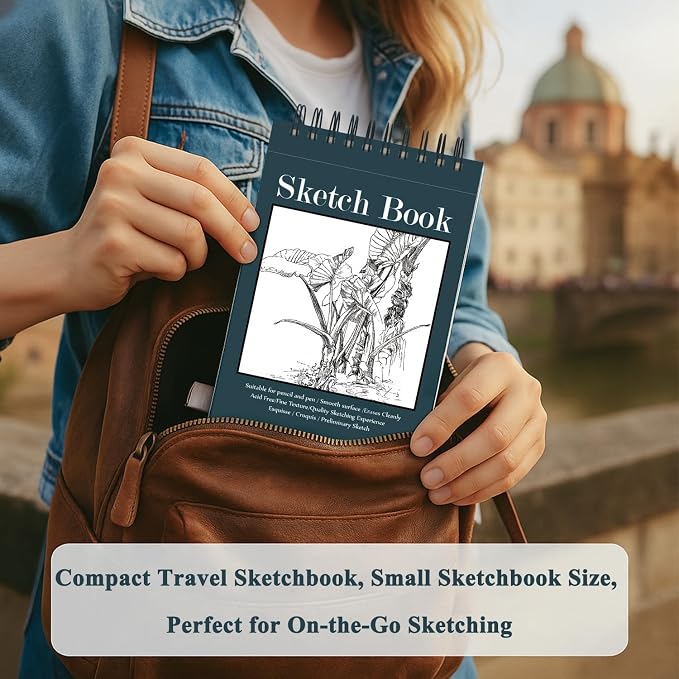 Fuxi Small Sketch Book, Spiral-Bound Sketchbook 5.5 x 8.5 2-Pack 200 Sheets | Small Sketchbook, 100 Sheets Each, 68lb/100gsm Drawing Paper Pad, Small Sketch Pads for Drawing for Adults, Kids & Beginners.
