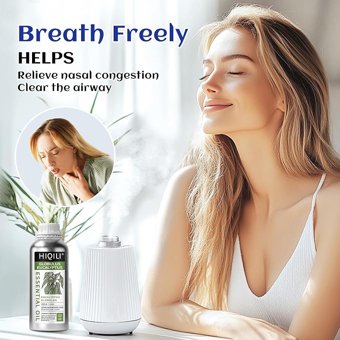 HIQILI Eucalyptus Essential Oil for Spray, Diffuser & Skin