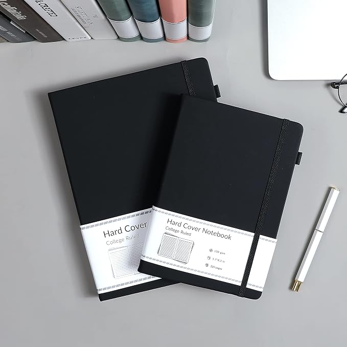 CAGIE Journal Notebook for Women Men Leather Journaling Diary Daily, Black