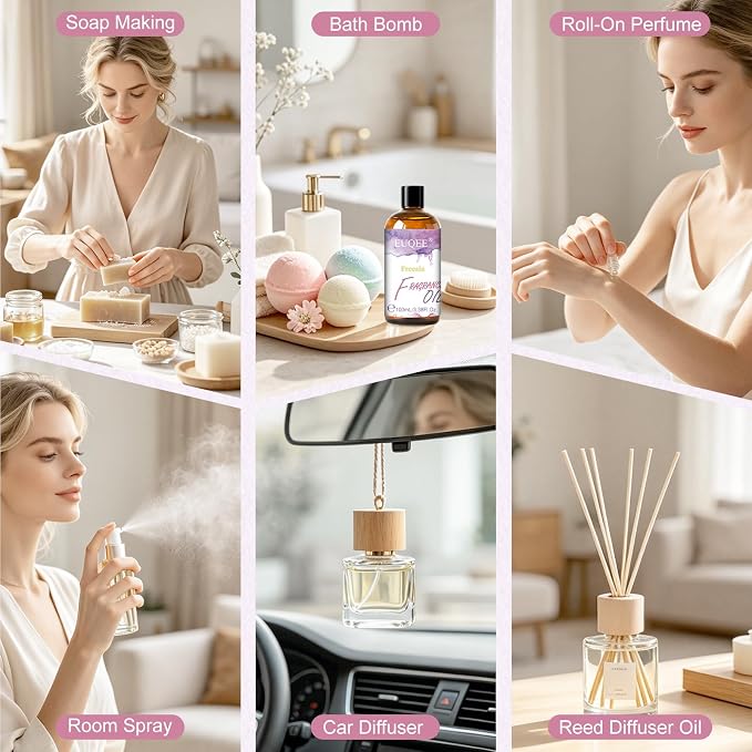 EUQEE 3.38 Fl Oz Freesia Fragrance Oil for Diffuser Candle Making 100ML