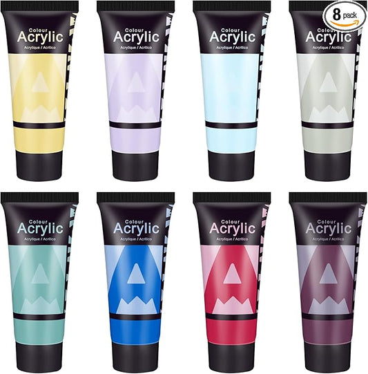 AUREUO Retro Acrylic Paint Set – 8 Vintage Colors x 0.71 Fl Oz/21ml Tubes