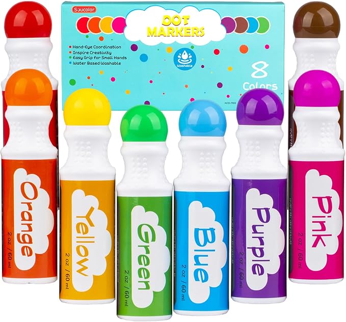 Dot Markers for Toddlers Kids, Bingo Daubers Washable Art Markers 8 Colors