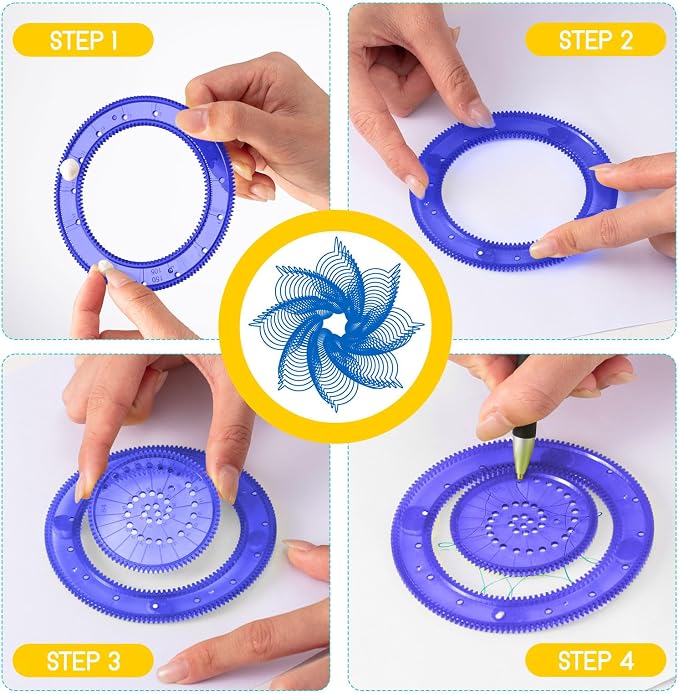Chivao Spiral Art Kit Circle Stencils Drawing Tool Geometric Ruler,Elegant