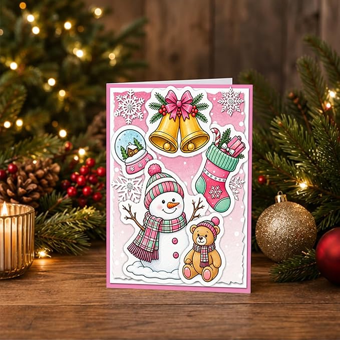 Card Making Stamps and Cutting Dies Set(Christmas Elements) | Durable Silicone Stamps and High - Quality Carbon Steel Dies for Card Making, Photo Albums and Diary Decoration