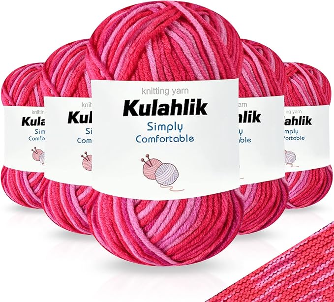 250g(5x50g) Acrylic Yarn for Crochet/Knitting, Colorful Gradient Yarn Thread, 5 Rolls Skeins, Perfect for Any Knitting Crochet and Crafts Mini Project