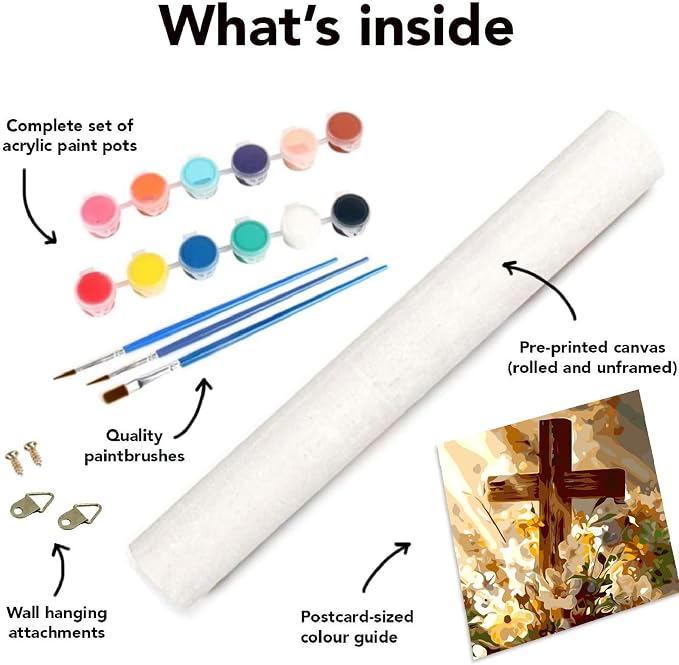 askkqtx Cross Christian Paint by Numbers Kit for Adults Unframed 16x20 in