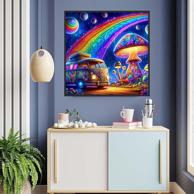 ijbnhd Mushroom Bus Diamond Art Kits for Adults 14x14inch