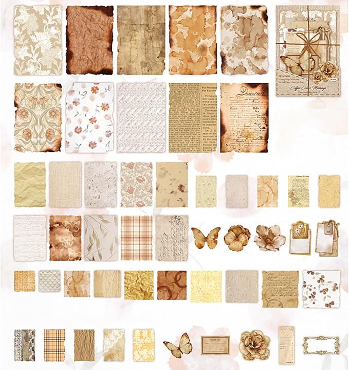 100 Sheets Vintage Scrapbook Papers Journaling Scrapbooking Supplies Kit