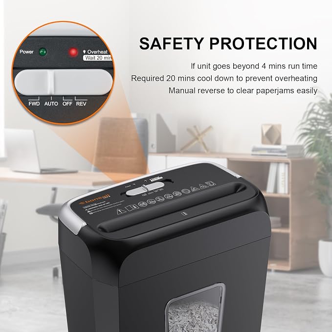 Bonsaii 6-Sheet Cross Cut Paper Shredder for Home, 3.4 Gal Bin | P-4 Security Level, Shreds Credit Cards, Staples & Paper Clips, with Portable Handle, Small Shredder for Home Office，C237-B