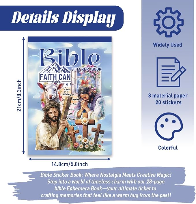 Inspirational Bible Verse Stickers Book, 28 Pages 353 Pcs Religious Scripture Stickers for Women and Adults Bible Journaling and Water Bottle
