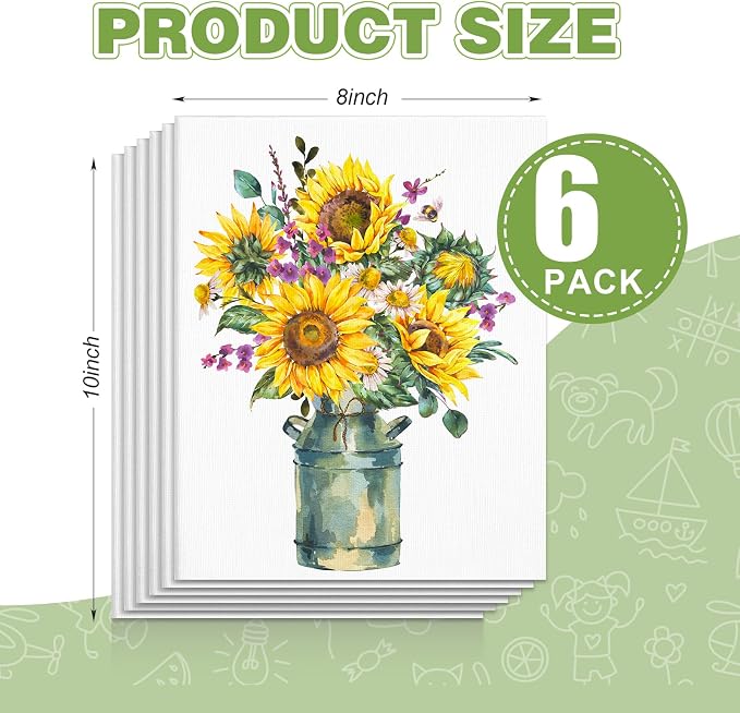 ESRICH 6 Pack 8x10 Primed Canvas Boards for Painting, Ideal for Starter | Cotton Acid-free Surface, Gesso Primed for Acrylic, Oil, Watercolor. Art Painting Supplies for Class, Paint Parties and Home
