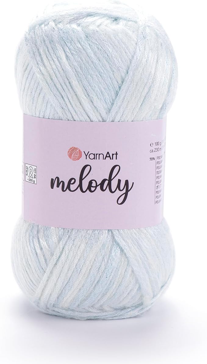 YarnArt Melody Variegated Chainette – Metallic Sheen Fiber for Knitting, Crochet & Embroidery, 100g (3.5 oz) Skein, 230m (251 yd), Premium Blend of 70% Polyamide 21% Acrylic 9% Wool (894)