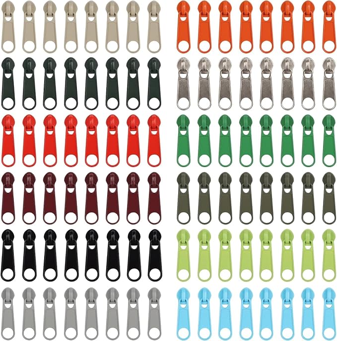 DOITEM 96Pcs Zipper Repair Kit - 12 Colors, 3# Zipper Pulls, Rescue Kit for Clothing, Jackets, Purses, Luggage, Backpacks