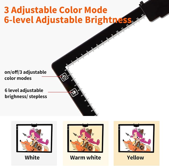 YINGWOND Rechargeable A3 LED Light Pad with Carry Bag, Adjustable Brightness Light Box with 3 Colors, Built-in Stand, 2500mAh Battery, Magnetic Clip, Light Board for Tracing Diamond Painting Sketching